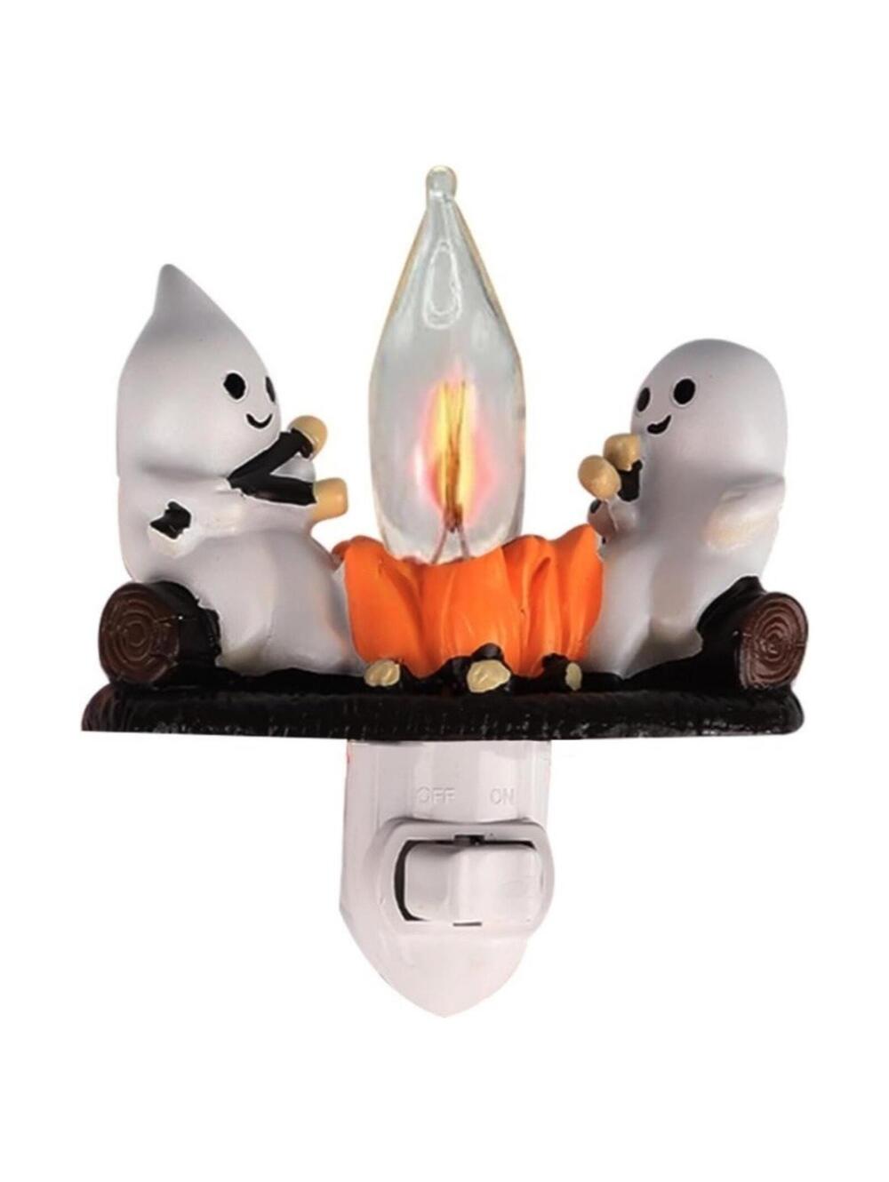 Ghost Campfire Flickering Night Light 3D Spooky Flame Halloween Decor New
